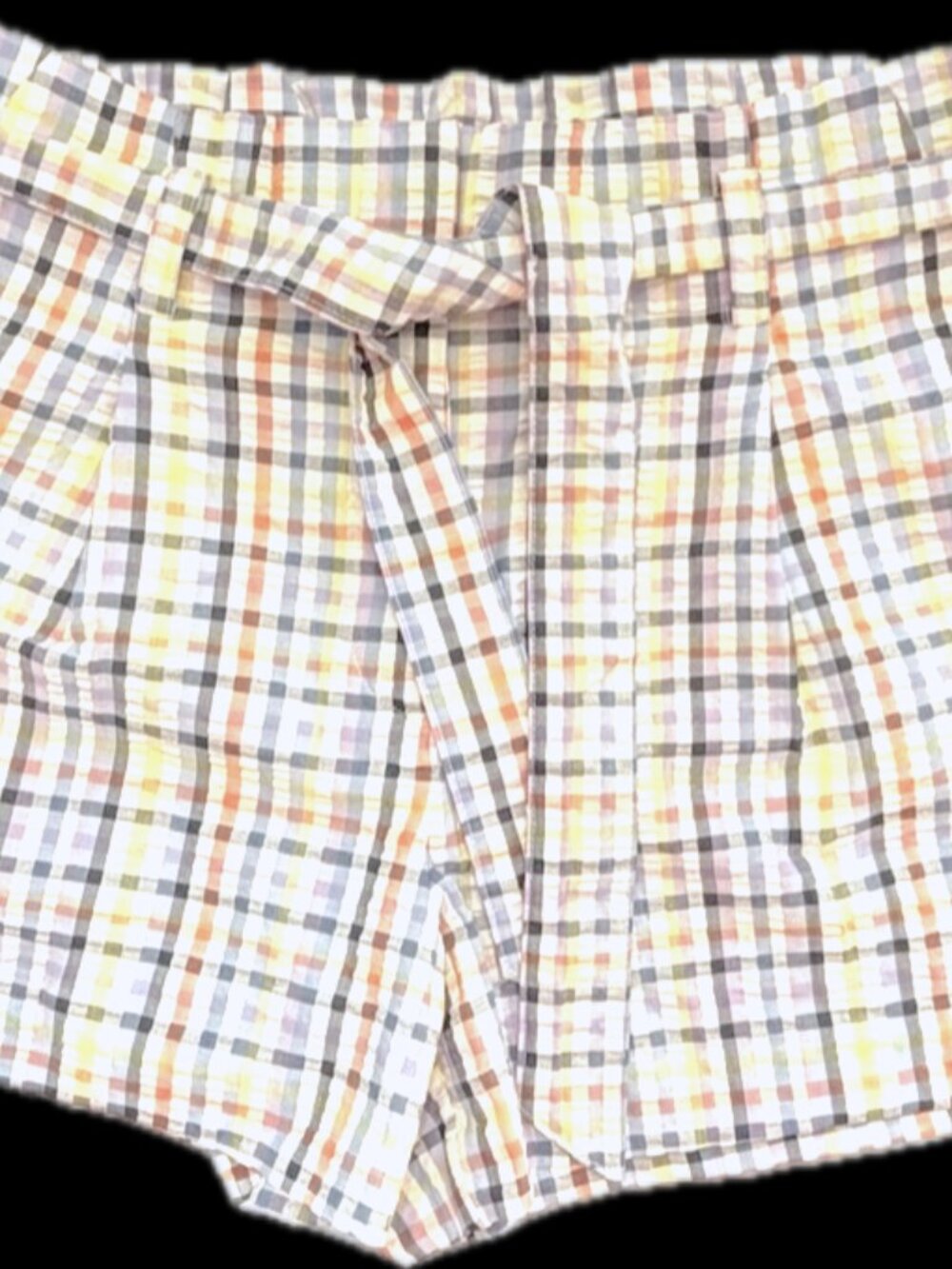 Loft (Ann Taylor) Plaid Belted Paper Bag High-Waisted Casual Shorts - Size L - Picture 2 of 13